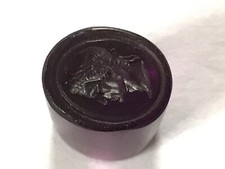 Antique Georgian Roman style male bust glass intaglio letter seal 18 th century