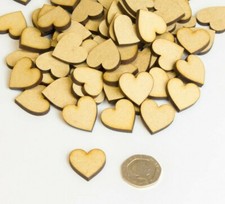 50x Wooden Heart shapes Laser