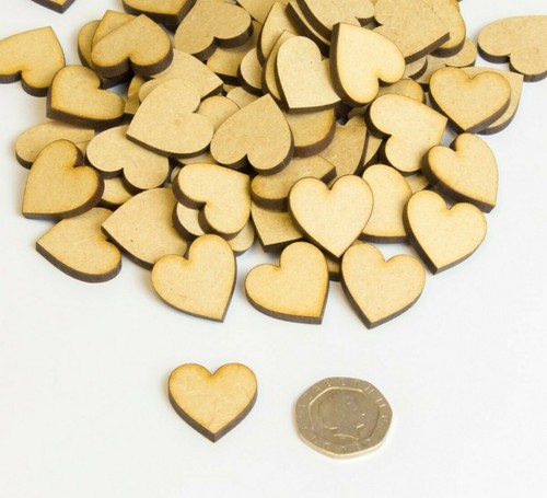 50x wooden heart shapes laser - wooden,