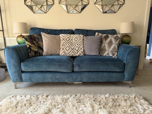 Three seater teal sofa - seater,