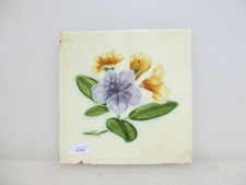 Antique Ceramic Tile Old Flowers Vintage Art Nouveau Floral Flowers Edwardian
