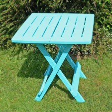 Europa Outdoor Bari Side Table Foldable Camping Garden Weatherproof Table Blue