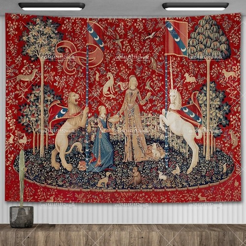 Medieval lady unicorn tapestry - medieval,