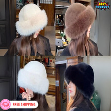 Women Solid Plush Faux Fur Hat