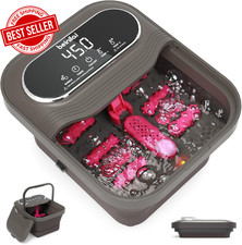 Foot Spa Massager Collapsible Heater Bubbles Rollers Vibration Relax Soothing