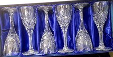 SIX BEAUTIFUL ROYAL DOULTON FINEST CRYSTAL "CICANT" PATTERN WINE GLASSES