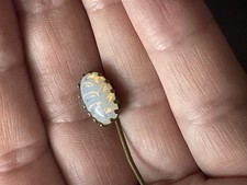 Antique Victorian Gilded Harlequin Gablonz Czech Opal Glass Stick Pin