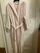 Pale pink full length towelling dressing gown with hood by La Senza Small S
