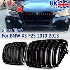 For BMW F25 X3 25i 2011-14 Front Kidney Grille Grill Gloss Black Double Slats