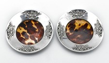 Pair Antique Solid Silver Faux