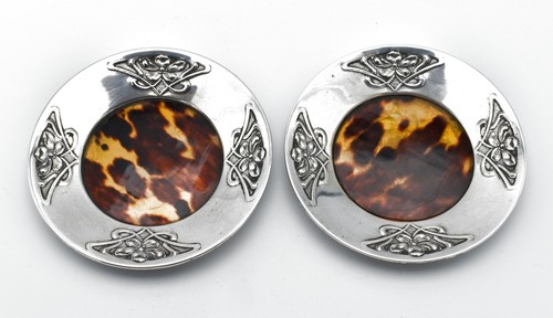 Pair antique solid silver faux - solid,