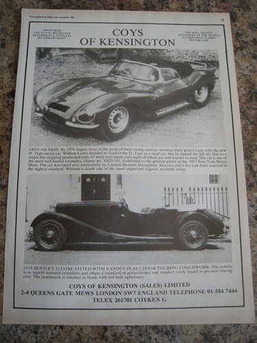 Coys kensington jaguar xkss - coys,
