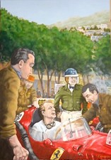 NEW DON CAMERON ORIGINAL Ami Mon Ami Mate Ferrari Mike Hawthorn Collins PAINTING