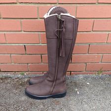 Fairfax and Favor Chocolate Regina suede boots 3 36 fur lined slim narrow fit