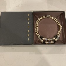 TRIFARI VINTAGE PEARL, DIAMANTE AND BEAD NECKLACE