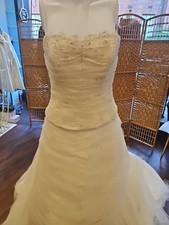 Benjamin Roberts Size 12 Bridal Gown Champagne Tulle Wedding Dress