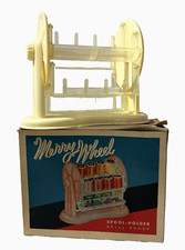 Vtg Merry Wheel Celluloid Carousel Sewing Thread Spool Holder with Original Box