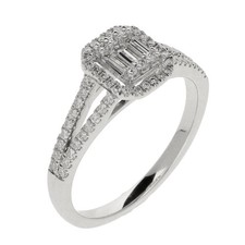 9ct White Gold Rectangular