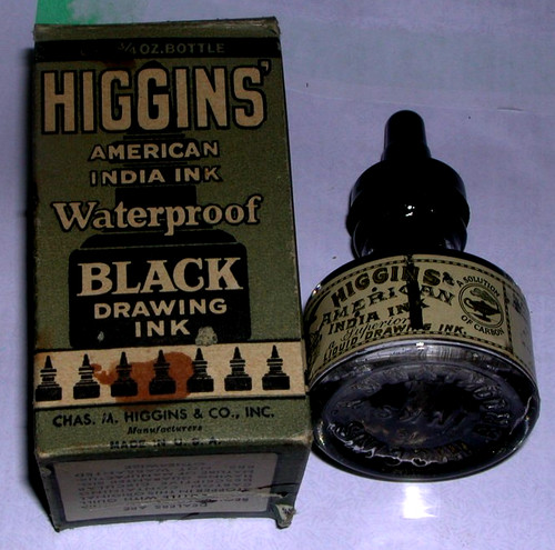 Old ink bottle higgins - 3/4,