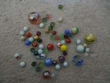 Vintage 62 glass marbles small large handmade ? rare mixture