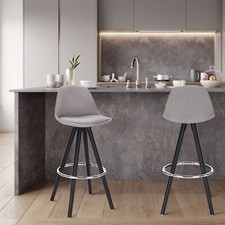 2x Bar Stools PU Padded Seat