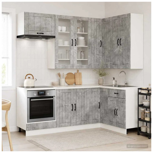 Kitchen unit 8pc concrete grey - kitchen,