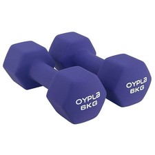 NEW! Pair of 6kg Hex Anti Roll Neoprene Non Slip Hand Dumbbells Workout Weights