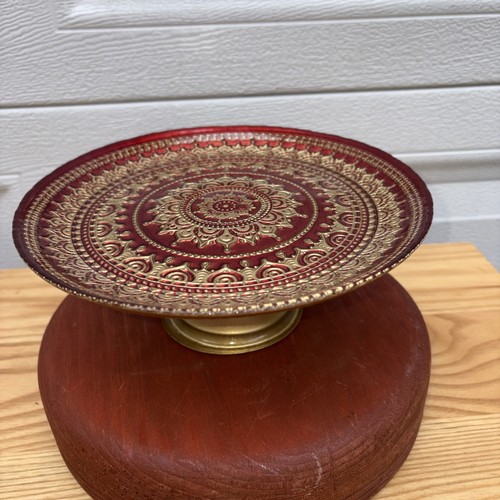 Turkish glass red cake stand - red,