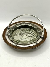 Antique Oak and Silver Plate Butter Dish with Glass Insert / Liner