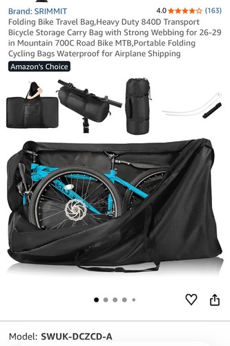 Black folding bike - carry, bag
