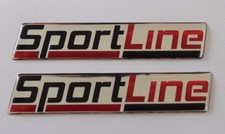 2 x SPORT LINE Stickers/Decals - CHROME/RED HIGH GLOSS DOMED GEL FINISH