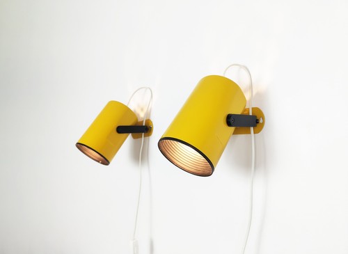 Pair yellow 1970s wall - yellow,