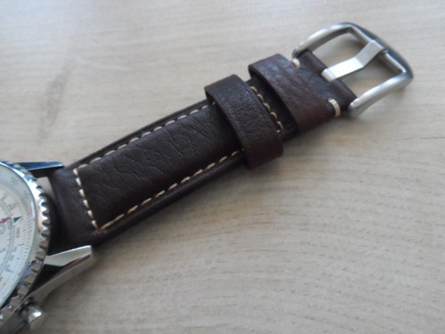 Brown leather watch strap - brown, to