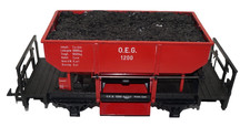 LGB G Scale 4041 "OEG" Red Self-Discharging Hopper Wagon + Load. Pre-Owned Boxed