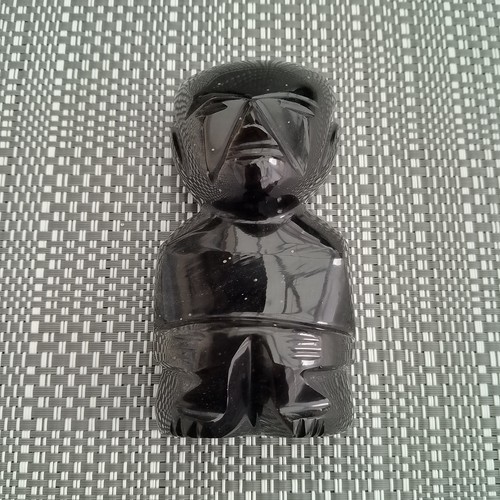 Carved obsidian black - obsidian, stone