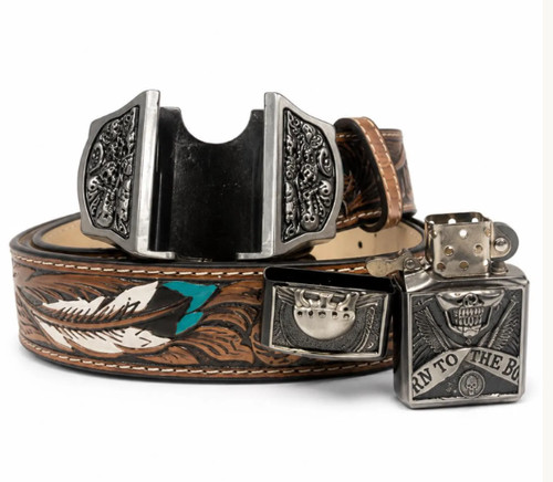 Western skull lighter buckle - lighter,