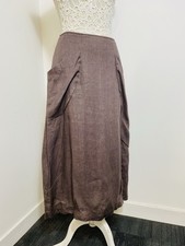 Lilith brown linen midi skirt - brown,