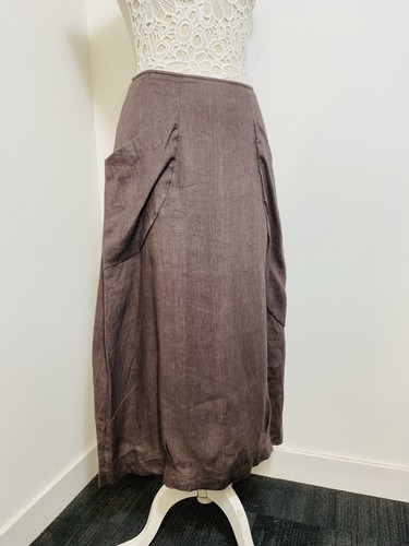 Lilith brown linen midi skirt - lilith,