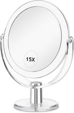 CLSEVXY Vanity Makeup Mirror with Stand 1X/15X Magnification Double Sided