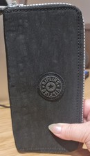 Kipling Uzario Wallet 2 Zip-around Sections Black W/Card Slots Coin Purse   NWT