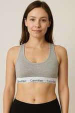 Calvin Klein bra CK Cotton Womens Bralette Grey Cotton Comfy unlined bra- LARGE