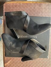 Womens Roberto Vianni Black Microfibre Ankle Shoe Boots With Back Zip Size UK 5
