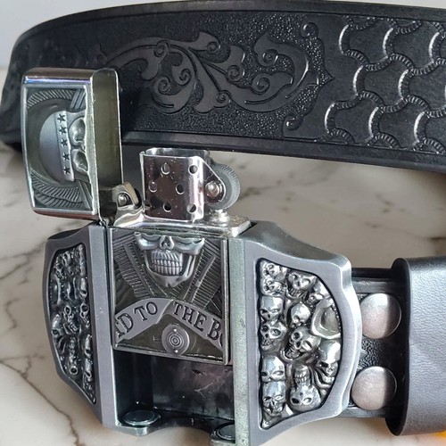 Skull lighter belt - belt, buckle