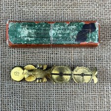 ANTIQUE BRASS HARRISON ROCKER COIN/ SOVEREIGN SCALE GAUGE WEIGHING SCALE - BOXED