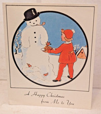 Vtg 1940's Xmas UNUSED Snowman