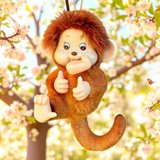 Vintage Flocked Chicaboo Monkey HCC Hong Kong 1970s 14cm Ginger Brown VGC