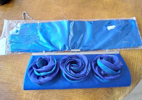 Electric blue flowery clutch - electric,