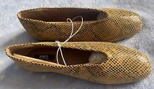 Mustard Snake Skin Effect Leather Slip On Shoes By M & S - New Size 5