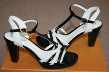 NEW TOD'S Shoes HILLARY SAND MIGNON Leather Sandals Black/White Strappy EU38/UK5