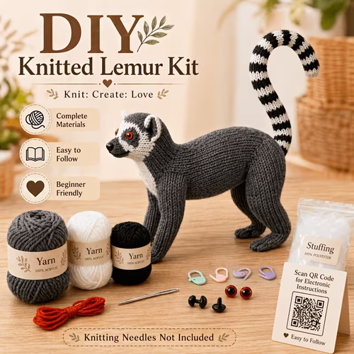 Knit your own lemur kit - kit, great